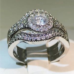 NEW 18K White Gold Plated  Diamond Rings